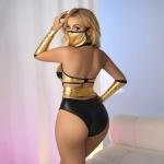 New Exotic Women Bodysuit Lingerie Gold Dancewear With Hood Stripper Outfits Luxury Cosplay Clothes Clubwear Sexy Lingerie