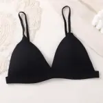 Women's Backless Front Button Bra - Wireless French Triangle Cup, Spaghetti Straps, Soft Dale Cotton, Sexy Small Chest and Beautiful Back