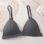 Women's Backless Front Button Bra - Wireless French Triangle Cup, Spaghetti Straps, Soft Dale Cotton, Sexy Small Chest and Beautiful Back